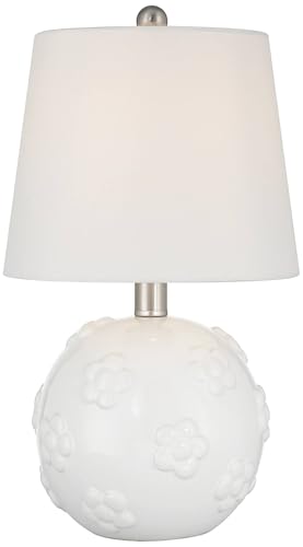 Arianna 16" Small Table Lamp White Flower Ceramic Accent Modern | Cottage Living Room Bedroom Bedside Nightstand House Office Home Family