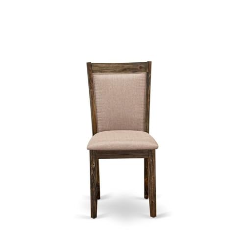 East West Furniture MZC7T16 Monza Parson Dining Chairs - Dark Khaki Linen Fabric Padded Chairs, Set of 2, Distressed Jacobean - color: Mzc7t16
