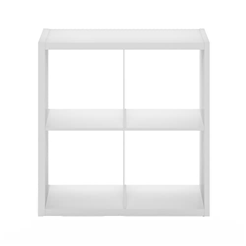 Furinno Cubicle Book Shelf, 4-Cube Bookshelf, Extra Thick Frame Reversible Bookcase with Open Back, 14.6 x 30 x 30, for Living Room, Bedroom, Home Office, Plain White - color: Plain White, size: 4-Cube