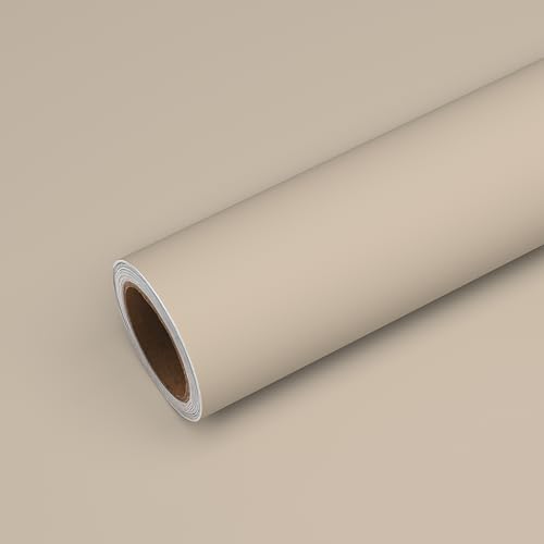 VEELIKE Pastel Beige Wallpaper Stick and Peel Beige Contact Paper for Cabinets Drawers Countertops Waterproof 15.7''x118'' Removable Self Adhesive Renter Friendly Wallpaper for Bedroom Bathroom Walls - color: Pastel Beige, size: 15.7" x 118"