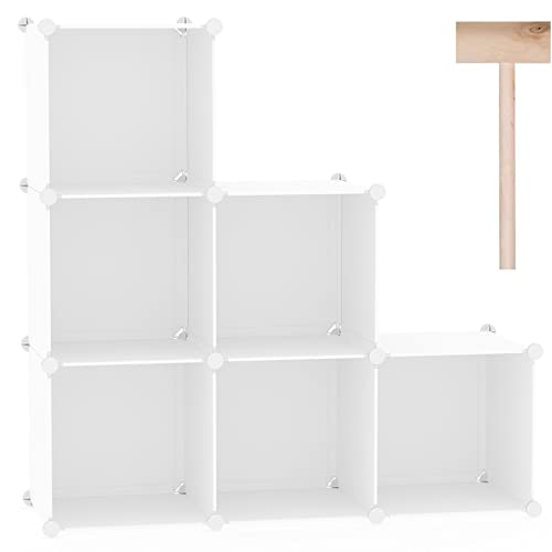 C&AHOME 6-Cube Storage Organizer Cube Shelf Closet Storage Bookcase, Milky | Stackable Cubby Storage, Bookshelf, Portable Plastic Storage Closet Organizer, DIY Modular Shelving Units for Home, Wardrobe - color: Milky