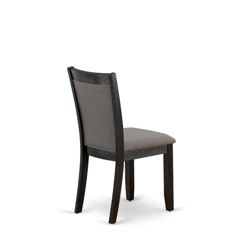 East West Furniture MZC6T50 Monza Parson Dining Room Chairs - Dark Gotham Grey Linen Fabric Padded Chairs, Set of 2, Wirebrushed Black - color: Mzc6t50