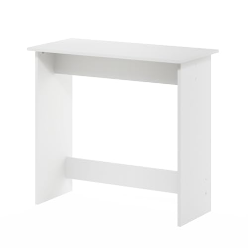 HomeStock Study Table 15.5D x 31.5W x 29.75H Inches Minimalist Compact Desk with Spacious Leg Room for Study or Work Setup White - color: White