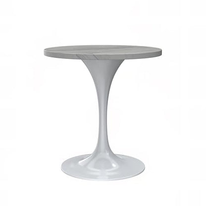 LeisureMod Verve Modern Round Dining Table,Tabletop with Pedestal Base, Contemporary Kitchen & Dining Room Table, Mid-Century Breakfast Nook Table (White Base, White Resin) - color: White Resin, size: 27 inch Wide