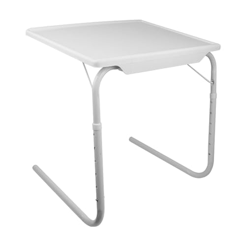 Height Adjustable Folding TV Tray Table, 6 Positions, 20x15in | 52-72cm Height Range, 3 Tilt Angles 30/60/90°, Max 10kg Load, Tool-Free Assembly, Dorm, Bedroom, Office
