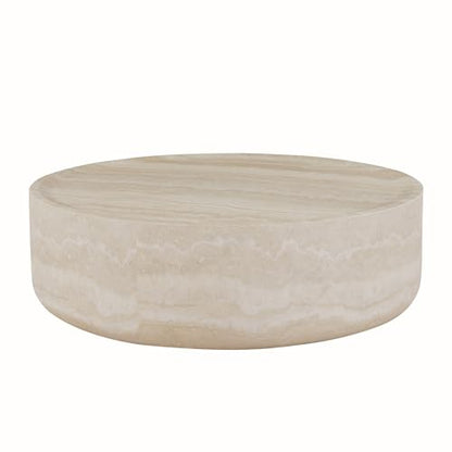 Round Faux Marble Coffee Table, Modern Drum Design, Circle FiberglassCoffee Table, End Table for Living Room, Apartment, No Assembly Required (39.37'' Mars Pattern) - color: 39.37'' Mars Pattern