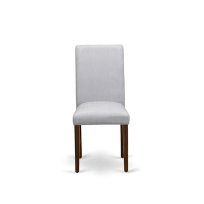 East West Furniture ABP8T05 Abbott Parson Chairs - Grey Linen Fabric Padded Dining Chairs, Set of 2, Walnut - color: Abp8t05