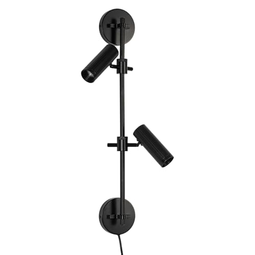 Modern Black 2-Light Plug in LED Wall Sconce with Switch, 1 Pack | Wall Lamp with Plug-in Cord Rotatable Wall Mount Lighting Fixture for Bedroom, Living Room & Bedside, Bulb Included - color: A-Black