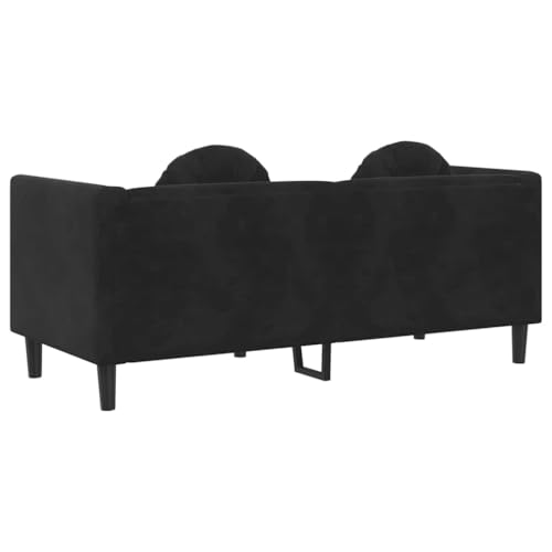 Black Velvet 2-Seater Sofa with Plywood Frame, Modern Design, Removable Cushions, 242.5 lb Capacity - color: Black, size: 1 & 2-Seater