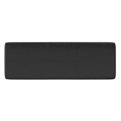 SIMPLIHOME Carlson 45" Wide Vegan Leather Rectangle Ottoman in Black | Distressed black, mid-century modern ottoman bench with a padded seat for bedroom or living room; footstool, footrest. - color: Distressed Black, style: Ottoman Bench