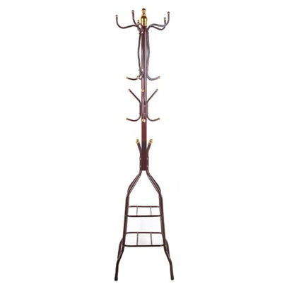 Coat Rack Freestanding, Simple Installation Entryway Organizer Coat Tree with Umbrella Holder, Purse Rack Hat Rack Stand for Living Room Bedroom Office Wine Red