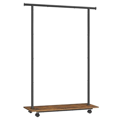SONGMICS Clothes Rack with Wheels, Clothing Rack for Hanging Clothes, 38.8 Inches Metal Garment Rack with Shelf, Loads up to 110 lb, for Bedroom, Closet, Rustic Brown and Ink Black UHSR151B01 | Clothing Rack for Hanging Clothes, 38.8 Inches, Loads up to 1