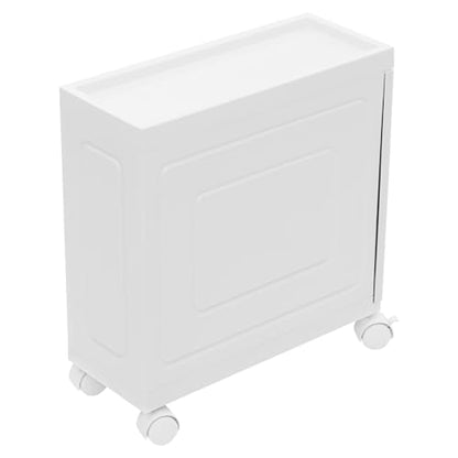 1 Tier Slim Bathroom Storage Cabinet, 15.7" L X 6.3" W X 16.9" H Slim Rolling Cart, 66.14 Lbs Load-Bearing Capacity Narrow Storage Cabinet for Living Room, Kitchen, Bathroom, Office - size: 15.7" L X 6.3" W X 16.9" H