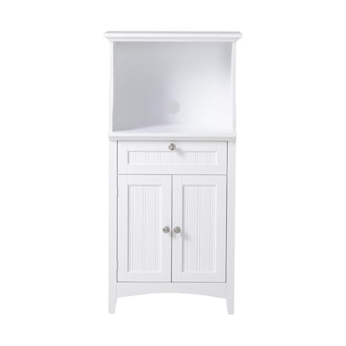 OS Home and Office Furniture 23.5" Wood Microwave/Coffee Maker Cabinet in White