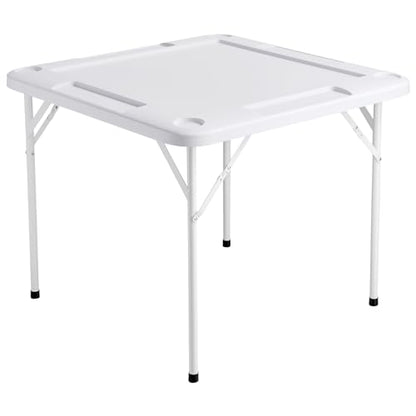 VEVOR Mahjong Table, 4 Player Folding Domino Table with Wear-Resistant Green Tabletop, Portable Square Card Table with 4 Cup Holders & 4 Chip Trays for Mahjong Poker Puzzles, 35.4 x 35.4-inch - color: Green