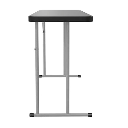 EMMA + OLIVER 6-Foot Black Plastic Folding Table | Lightweight, Easy Storage, Event and Banquet Table - color: Black