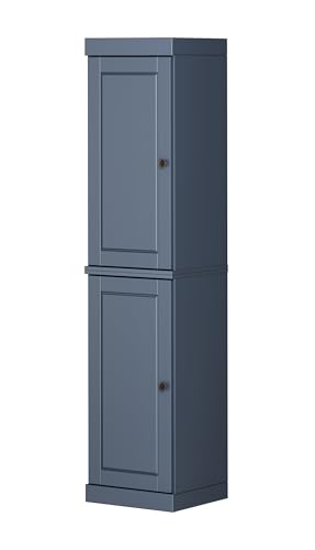 Solid Wood Kitchen Pantry - Narrow Storage Cabinet - Raised Panel Doors, Adjustable Shelves, Antique Blue, 16.5" Wide x 71.5" Tall, 100% Eco-Friendly Wood, Modular Cabinet - color: Antique Blue, style: Raised Panel Doors