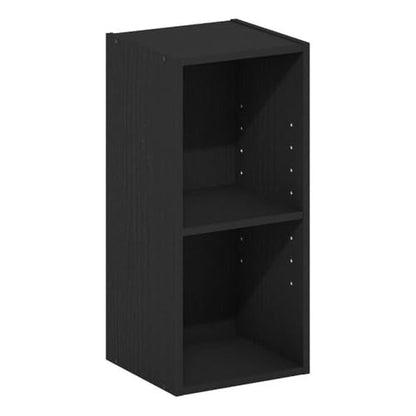 Pemberly Row 2-Tier Storage Shelf Bookcase, 10-Inch Width, Durable Composite Wood in Blackwood Finish, Adjustable Shelves, Compact Design for Small Spaces, Home or Office Use