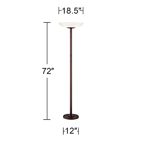 Meridian Light Blaster 72" Tall Bronze 4-Light Torchiere Floor Lamp | Modern Oiled Rubbed Frosted Glass Shade CFL Bulbs for Living Room Reading House Bedroom Home Office - color: Bronze