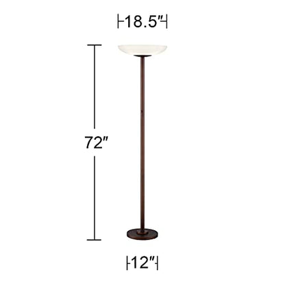 Meridian Light Blaster 72" Tall Bronze 4-Light Torchiere Floor Lamp | Modern Oiled Rubbed Frosted Glass Shade CFL Bulbs for Living Room Reading House Bedroom Home Office - color: Bronze