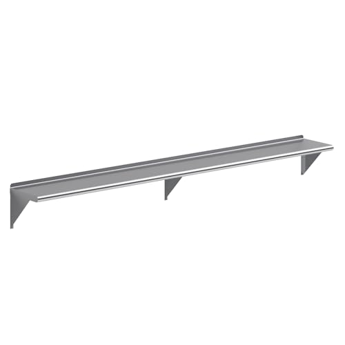 AmGood 12 in. x 96 in. Stainless Steel Wall Shelf | NSF | Metal Shelving | Garage, Laundry, Storage, Utility Room | Restaurant, Commercial Kitchen - size: 12 in. x 96 in.
