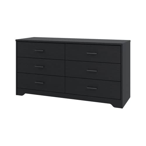 Panana Wooden 5/6 Drawer Dresser, Wide Modern Chest of Drawers, Organizer with Storage Drawers for Living Room Bedroom Hallway Closet (Black, 6 Drawers) - color: Black