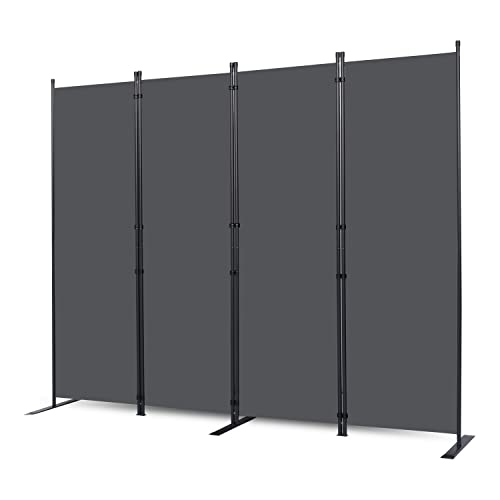 Room Divider, 4 Panel Folding Privacy Screens with Wider Feet, Grey | 88" W X 71" H Room Divider Panel, Stable Frame Structure, Flexible Space Separator, Portable wall divider for Room Partition - color: Grey, size: 22"- 4 Panel