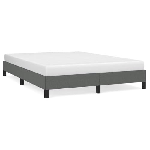 Dark Grey Queen Upholstered Platform Bed 61"x81.1"x9.8", Fabric & Wood, Low Profile, Easy Assembly - color: Grey-a, size: Queen