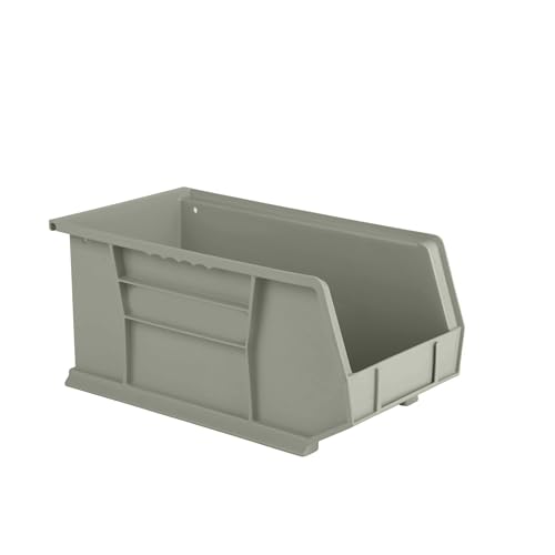 HE HUDSON EXCHANGE 15" x 8" x 7" Plastic Stackable Storage Bin, Gray/Brown - color: Gray/Brown, size: 1 Pack