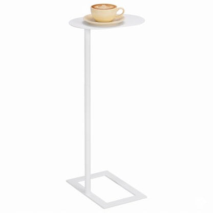 Modern Stable C Table End Table, 27.5" Tall, Large, White | C Shaped Side Table that Slides Under Sofa, Slim Under Couch Table, Industrial Coffee Tray Table for Living Room Bedroom - color: White, size: Large