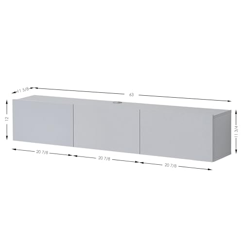 Atelier Mobili White Floating TV Console, Wall Mounted TV Stand for Up to 75 Inch TV, Floating Entertainment Center with Shelf - color: Pure White