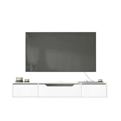 Atelier Mobili Floating TV Stand for Up to 80 Inch TVs – Wall Mounted Media Console with Handle-Free Doors – Modern Entertainment Center with Hidden Storage – White and Oak Finishes (White) - color: White