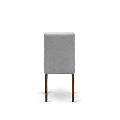 East West Furniture ABP8T05 Abbott Parson Chairs - Grey Linen Fabric Padded Dining Chairs, Set of 2, Walnut - color: Abp8t05