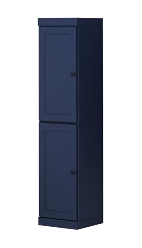 100% Solid Wood 16.5" Pantry Cabinet, 2 Shaker Wood Doors, Navy - color: Navy Blue, style: Shaker Doors