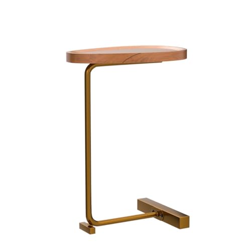 Small Side End Table New C Table Narrow Round Bed Sofa Couch Coffee Dinner Table for Snack Drink TV Tray, Slim Gold Rustic End Table Modern Simplicity, Metal and Wood - 24 Inch (Wood) - color: Wood Color