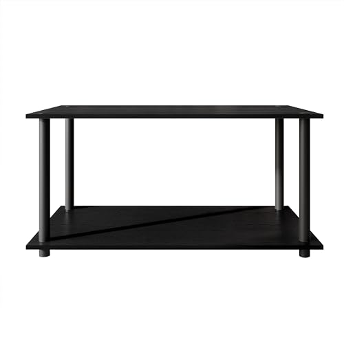Coffee Table with Open Storage Shelf, Modern Design, Black - color: Black