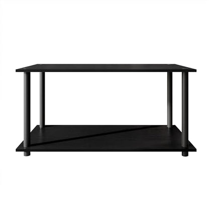 Coffee Table with Open Storage Shelf, Modern Design, Black - color: Black
