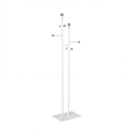 Bedroom Coat Rack Freestanding, Heavy White Marble Base | 1.0mm thickened white metal tree with 8 stainless steel hooks. Anti-toppling organizer for modern bedroom & living room. - color: all white
