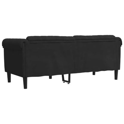 2-Seater Sofa Black Velvet Modern Living Room Furniture Small Couch for Apartments with Sturdy Legs and Soft Upholstered Seating - color: Black/2-seater, size: 71.7" x 30.3" x 29.1" (W x D x H)