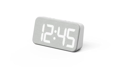 mooas Cosy Fabric LED Desk Clock, Digital Alarm Clock (Light Grey) | USB Charging Port, 12/24H Mode, Temperature Display, Alarm & Snooze, Cozy Atmosphere, Non-Slip Silicone pad for Stability - color: Light Grey