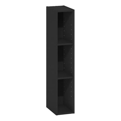 Pemberly Row 3-Tier Storage Shelf Bookcase, 6-Inch Width, Blackwood Finish, Composite Wood, Adjustable Shelves, Space-Saving Narrow Design for Home or Office Organization