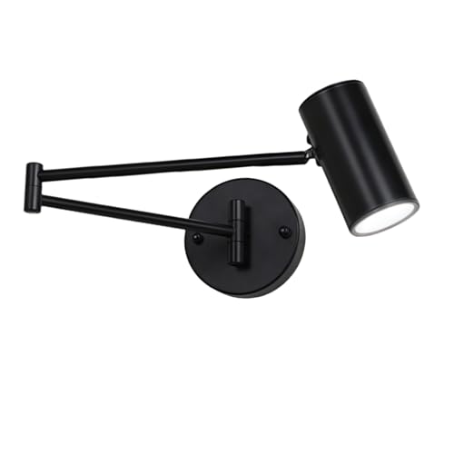 Adjustable LED Wall Lamp Swing Arm Reading Light Modern Sconce Indoor Wall Light Bedroom Bedside Lamp Folding Light Simple Study Lamp Living Room Corridor Cafe Office Spotlight (Black) - color: Black
