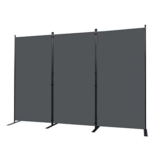 Room Divider, 3 Panel Folding Privacy Screens with Wider Feet, Grey | 102" W X 71" H Room Divider Panel, Stable Frame Structure, Flexible Space Separator, Portable wall divider for Room Partition - color: Grey, size: 34"- 3 Panel