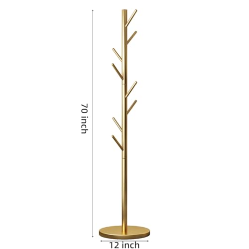 Coat Rack Freestanding Metal Coat Rack Stand with 8 Hooks,Gold | Sturdy Heavy Duty Modern Coats Tree for Bags Clothes Hall Tree Hats Hanger Holder Stand for Entryway Bedroom Hallway Office - color: Gold with 8 Hooks