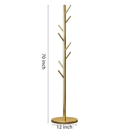 Coat Rack Freestanding Metal Coat Rack Stand with 8 Hooks,Gold | Sturdy Heavy Duty Modern Coats Tree for Bags Clothes Hall Tree Hats Hanger Holder Stand for Entryway Bedroom Hallway Office - color: Gold with 8 Hooks