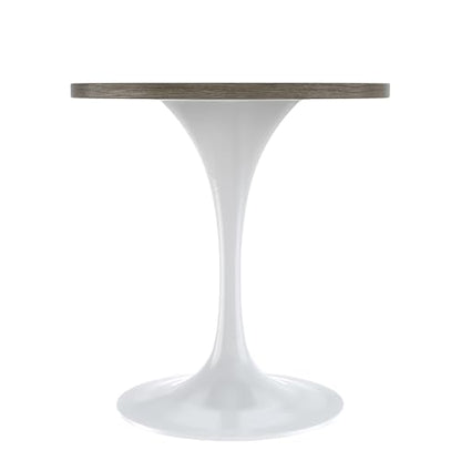 LeisureMod Verve Modern Round Dining Table,Tabletop with Pedestal Base, Contemporary Kitchen & Dining Room Table, Mid-Century Breakfast Nook Table (White Base, Dark Maple) - color: Dark Maple Wood, size: 27 inch Wide