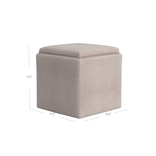 HomePop 17.5" Storage Ottoman with Tray Top - Light Brown Woven - color: Light Brown Woven