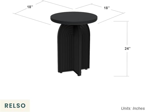 Relso Charon End Table - Round Black Mango Wood Accent Table for Bedroom or Living Room | Compact and Versatile Nightstand or Coffee Table | Modern Silhouette with Simple Assembly, Sturdy Design - color: Charon Black
