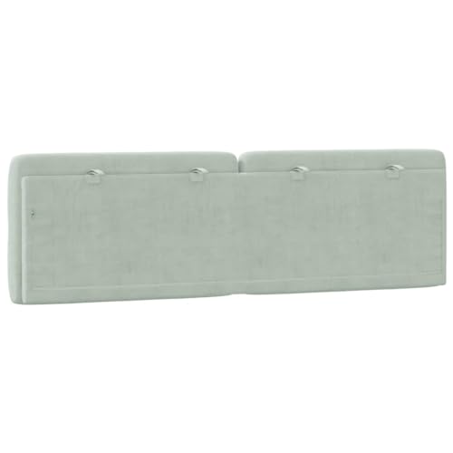 Headboard Cushion Wall Mounted Upholstered Backrest, 61 Inch Light Grey Velvet Headboard for Queen Bed, Geometric Pattern Support Pillow with Removable Washable Cover