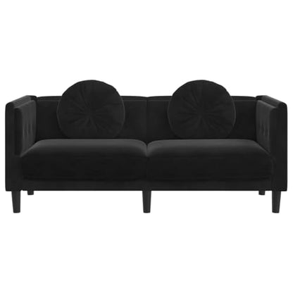 Black Velvet 2-Seater Sofa with Plywood Frame, Modern Design, Removable Cushions, 242.5 lb Capacity - color: Black, size: 1 & 2-Seater